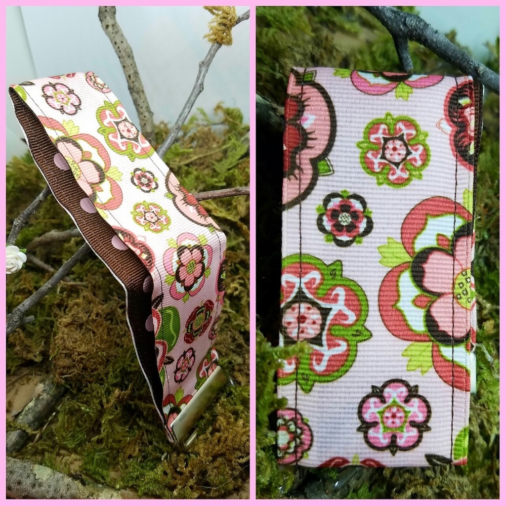 BUNDLE TO SAVE! Pink/Brown Floral Ribbon Keychain